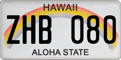 HI license plate ZHB080