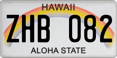HI license plate ZHB082