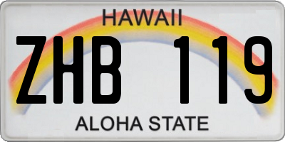 HI license plate ZHB119