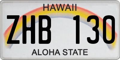 HI license plate ZHB130