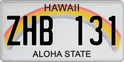 HI license plate ZHB131