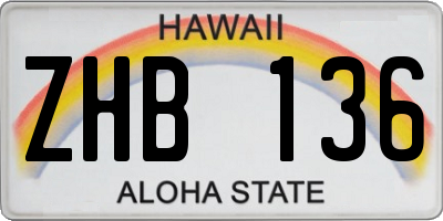 HI license plate ZHB136