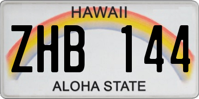 HI license plate ZHB144