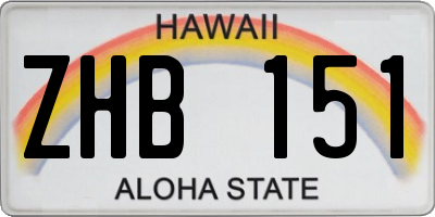 HI license plate ZHB151