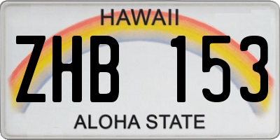 HI license plate ZHB153