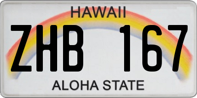 HI license plate ZHB167