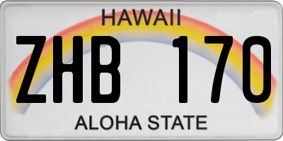 HI license plate ZHB170