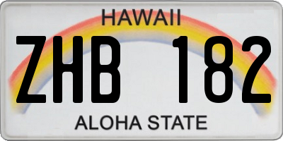 HI license plate ZHB182