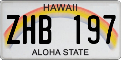 HI license plate ZHB197