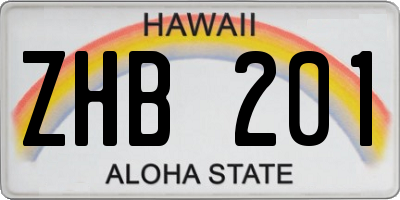 HI license plate ZHB201
