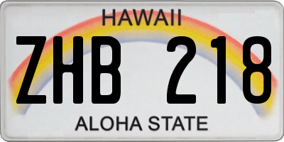 HI license plate ZHB218