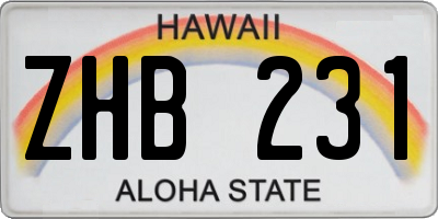 HI license plate ZHB231
