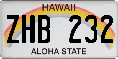 HI license plate ZHB232