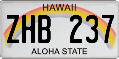 HI license plate ZHB237