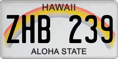 HI license plate ZHB239