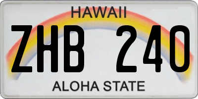 HI license plate ZHB240