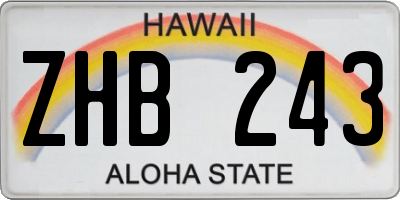 HI license plate ZHB243