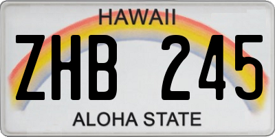 HI license plate ZHB245