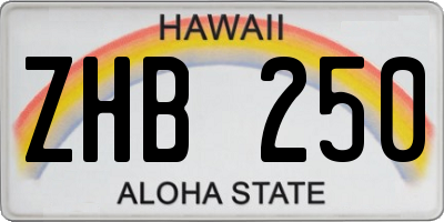 HI license plate ZHB250