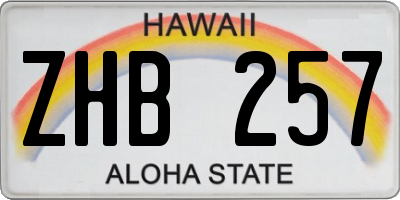 HI license plate ZHB257