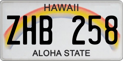 HI license plate ZHB258