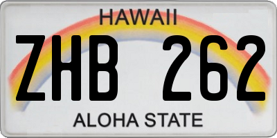HI license plate ZHB262