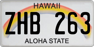 HI license plate ZHB263