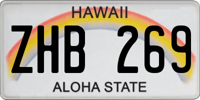 HI license plate ZHB269