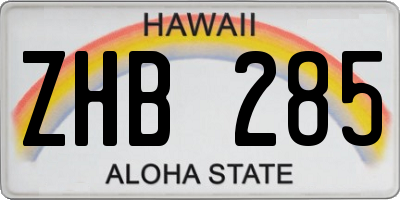 HI license plate ZHB285