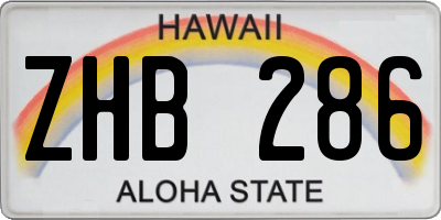 HI license plate ZHB286