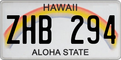 HI license plate ZHB294