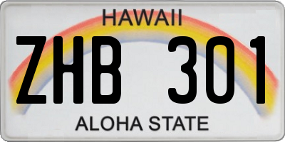 HI license plate ZHB301