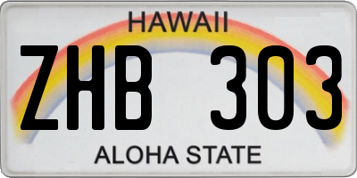 HI license plate ZHB303