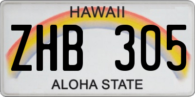 HI license plate ZHB305