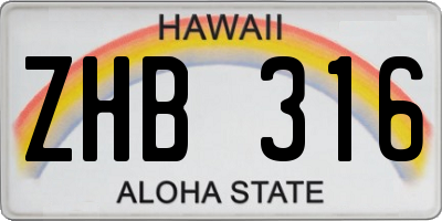 HI license plate ZHB316