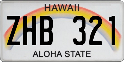 HI license plate ZHB321