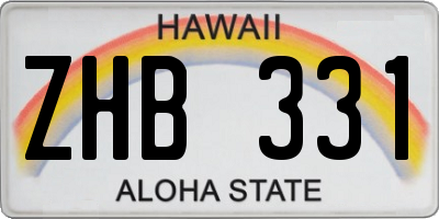 HI license plate ZHB331