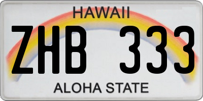 HI license plate ZHB333