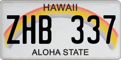 HI license plate ZHB337