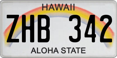 HI license plate ZHB342