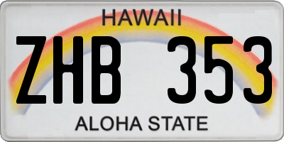HI license plate ZHB353