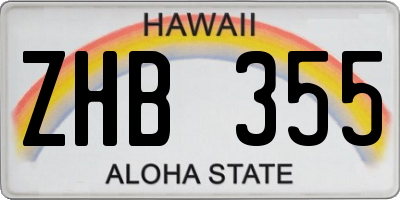 HI license plate ZHB355