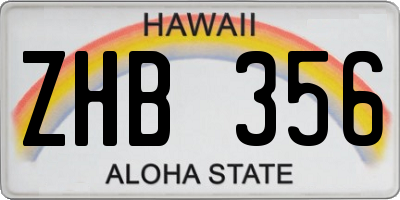 HI license plate ZHB356