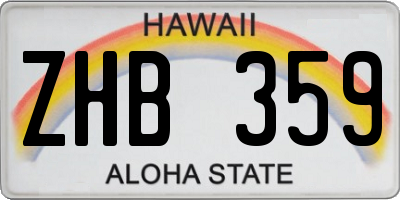 HI license plate ZHB359