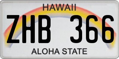HI license plate ZHB366