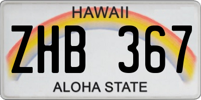 HI license plate ZHB367