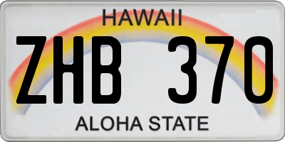 HI license plate ZHB370