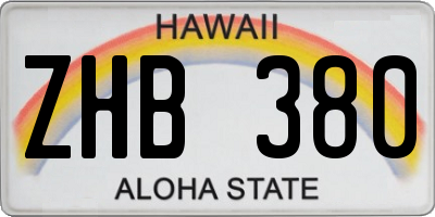 HI license plate ZHB380
