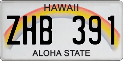 HI license plate ZHB391