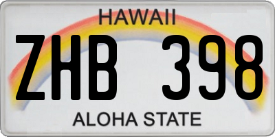 HI license plate ZHB398